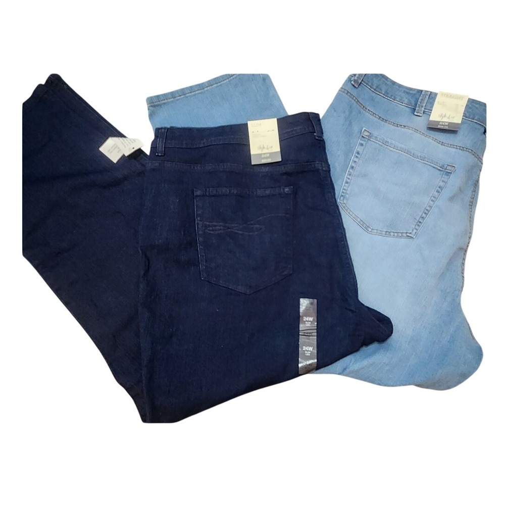 Womens Plus Size Lot Bundle of 2 Jeans Skinny Straight High Rise Style & Co 24W